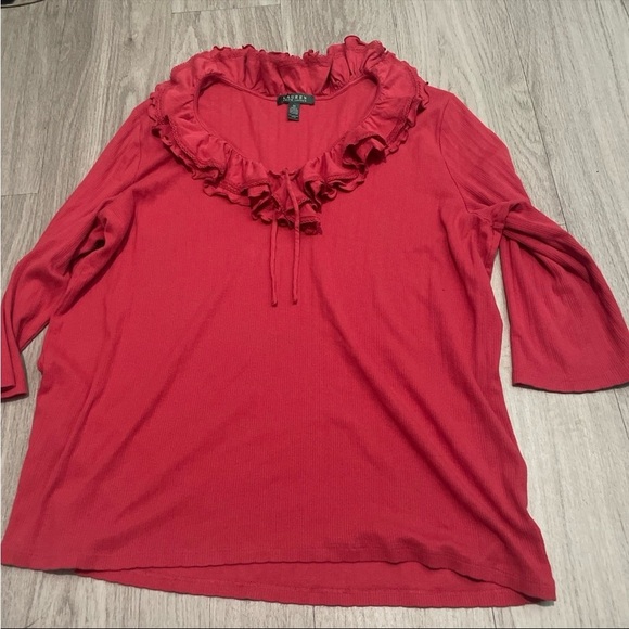 Ralph Lauren Tops - Ralph Lauren Red Ruffle Blouse